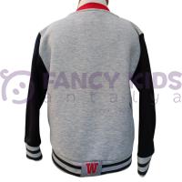 Erkek Çocuk Kolej Mont Gri Siyah W Nakışlı Şardonlu Tam Kalıp