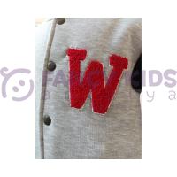 Erkek Çocuk Kolej Mont Gri Siyah W Nakışlı Şardonlu Tam Kalıp