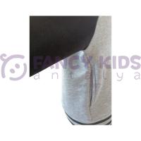 Erkek Çocuk Kolej Mont Gri Siyah W Nakışlı Şardonlu Tam Kalıp