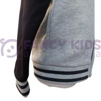 Erkek Çocuk Kolej Mont Gri Siyah W Nakışlı Şardonlu Tam Kalıp