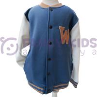 Erkek Çocuk Kolej Mont Mavi - Krem W Nakışlı Şardonlu Tam Kalıp