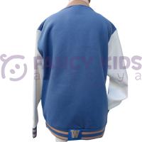 Erkek Çocuk Kolej Mont Mavi - Krem W Nakışlı Şardonlu Tam Kalıp