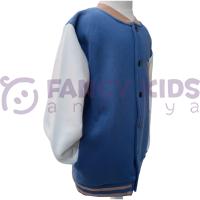 Erkek Çocuk Kolej Mont Mavi - Krem W Nakışlı Şardonlu Tam Kalıp