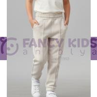 Erkek Çocuk Krem Renk Lastikli Paçalı Cepli Eşofman Altı