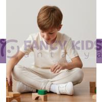 Erkek Çocuk Krem Renk Lastikli Paçalı Cepli Eşofman Altı