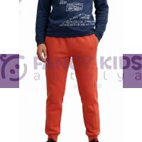 Erkek Çocuk Lacivert Kiremit Baskılı Sweatshirt İkili Takım | %100 Pamuk Üst – Rahat Kesim Eşofman Altı