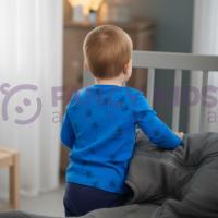 Erkek Çocuk Mavi Pamuklu Pijama Takımı Palmiye Desenli Esnek Kumaş