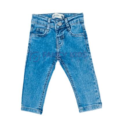 Erkek Çocuk Mavi Skinny Denim Kot Pantolon – Kemerli, Düğmeli, 5 Cepli