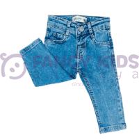 Erkek Çocuk Mavi Skinny Denim Kot Pantolon – Kemerli, Düğmeli, 5 Cepli