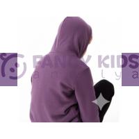 Erkek Çocuk Mor Kapüşonlu Kanguru Cepli Sweatshirt – Pamuklu, Neon Baskı Detaylı
