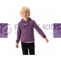 Erkek Çocuk Mor Kapüşonlu Kanguru Cepli Sweatshirt – Pamuklu, Neon Baskı Detaylı