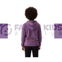 Erkek Çocuk Mor Kapüşonlu Kanguru Cepli Sweatshirt – Pamuklu, Neon Baskı Detaylı