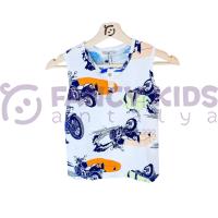 Erkek Çocuk Motor  Baskılı Atlet T-Shirt Düğmeli Kapama  