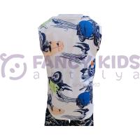Erkek Çocuk Motor  Baskılı Atlet T-Shirt Düğmeli Kapama  