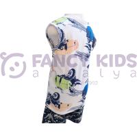 Erkek Çocuk Motor  Baskılı Atlet T-Shirt Düğmeli Kapama  
