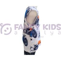 Erkek Çocuk Motor  Baskılı Atlet T-Shirt Düğmeli Kapama  