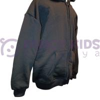 Erkek Çocuk Siyah Kapüşonlu Fermuarlı Baskısız Sweatshirt