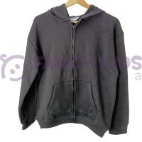 Erkek Çocuk Siyah Kapüşonlu Fermuarlı Baskısız Sweatshirt