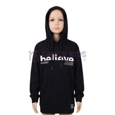 Erkek Çocuk Siyah Kapüşonlu Şık Baskılı Pamuklu Sweatshirt