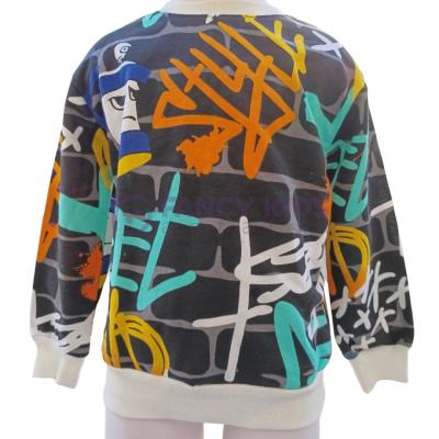 Erkek Çocuk Siyah Sweatshirt Neon Baskılı Pamuklu Kumaş Rahat Kalıp