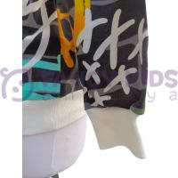 Erkek Çocuk Siyah Sweatshirt Neon Baskılı Pamuklu Kumaş Rahat Kalıp