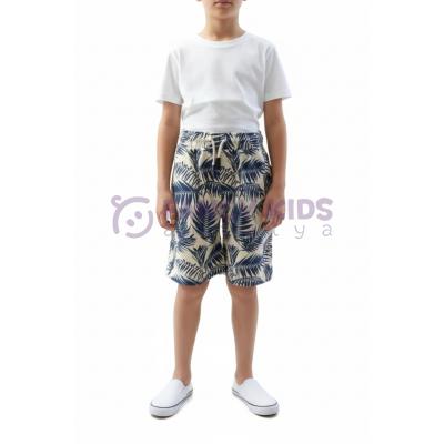 Erkek Çocuk Sunshine Tropikal Baskılı Cepli Pamuklu Şort