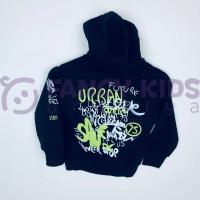 FancyKids Erkek Çocuk Sweat Shirt Kapüşonlu Baskılı Siyah