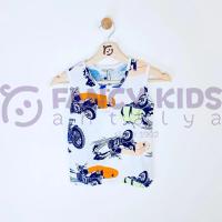 4-14 Yaş Erkek Çocuk T-Shirt Baskılı Atlet Düğmeli