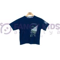 Erkek Çocuk T-Shirt Baskılı Siyah %100 Pamuk 