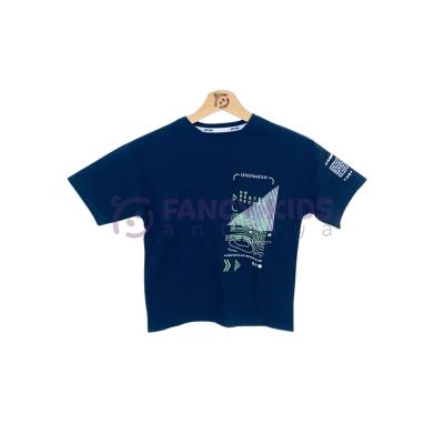 Erkek Çocuk T-Shirt Baskılı Siyah %100 Pamuk 