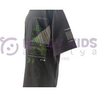 Erkek Çocuk T-Shirt Baskılı Siyah %100 Pamuk 