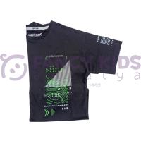 Erkek Çocuk T-Shirt Baskılı Siyah %100 Pamuk 