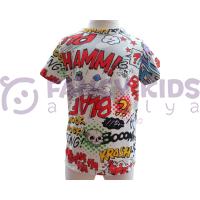 Erkek Çocuk T-Shirt Bomba Flash Dijital Baskılı Çok Renkli