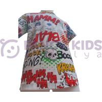 Erkek Çocuk T-Shirt Bomba Flash Dijital Baskılı Çok Renkli
