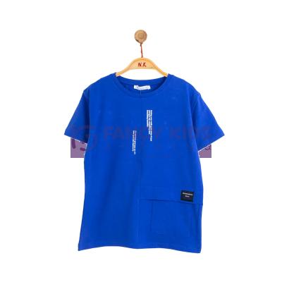 8-14 Yaş Erkek Çocuk Dijital Baskılı Cepli Mavi T-Shirt