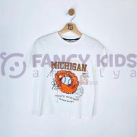 8-14 Yaş Erkek Çocuk Dijital Baskılı Ekru T-Shirt