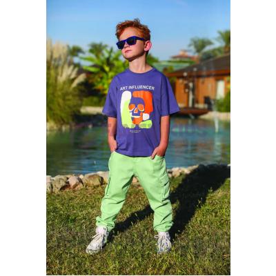 4-14 Yaş Erkek Çocuk T-Shirt Influencer Baskılı Mor