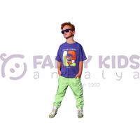 Erkek Çocuk T-Shirt Influencer Baskılı Mor Renkli