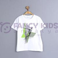 8-14 Yaş Erkek Çocuk Dijital Konsept Baskılı Beyaz T-Shirt