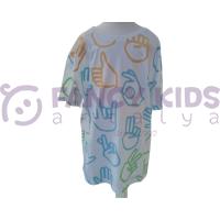 Erkek Çocuk T-Shirt Neon Turkuaz Neon Yeşil Baskılı Beyaz Renkli
