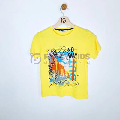 8-14 Yaş Erkek Çocuk Dijital Baskılı Sarı T-Shirt 
