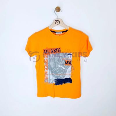 8-14 Yaş Erkek Çocuk Dijital Baskılı Turuncu T-Shirt