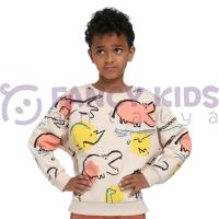 Erkek Çocuk Taş Devri Baskılı Sweatshirt Şardonlu Pamuklu