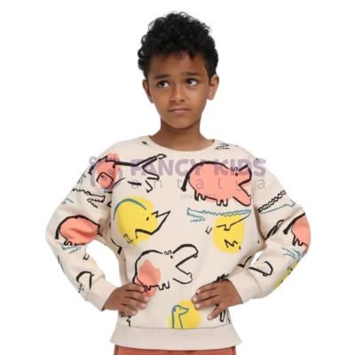 Erkek Çocuk Taş Devri Baskılı Sweatshirt Şardonlu Pamuklu