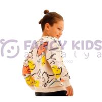 Erkek Çocuk Taş Devri Baskılı Sweatshirt Şardonlu Pamuklu