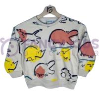 Erkek Çocuk Taş Devri Baskılı Sweatshirt Şardonlu Pamuklu