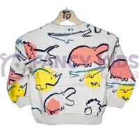 Erkek Çocuk Taş Devri Baskılı Sweatshirt Şardonlu Pamuklu
