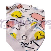 Erkek Çocuk Taş Devri Baskılı Sweatshirt Şardonlu Pamuklu