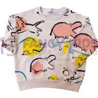 Erkek Çocuk Taş Devri Baskılı Sweatshirt Şardonlu Pamuklu
