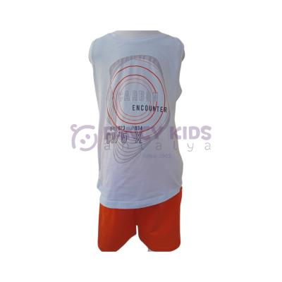 Erkek Çocuk Triathlon Power Baskılı Atlet T-Shirt Fermuarlı Bağcıklı Şort İkili Takım